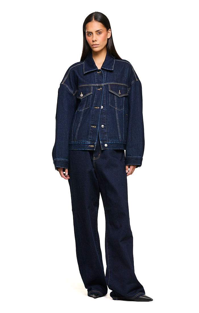 THE MAXWELL INDIGO JACKET | model