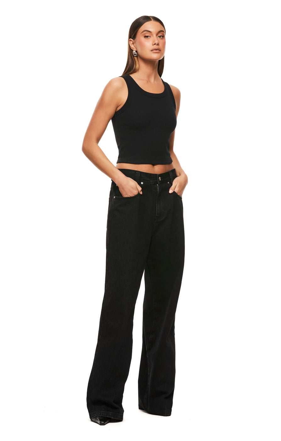 THE POLLY BLACK TANK TOP | model