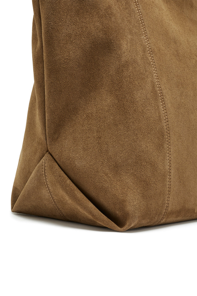 THE GINA MOCHA SUEDE BAG