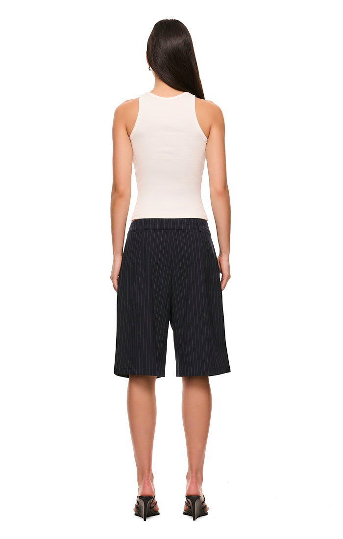 THE XANDER NAVY PINSTRIPE SHORT | model