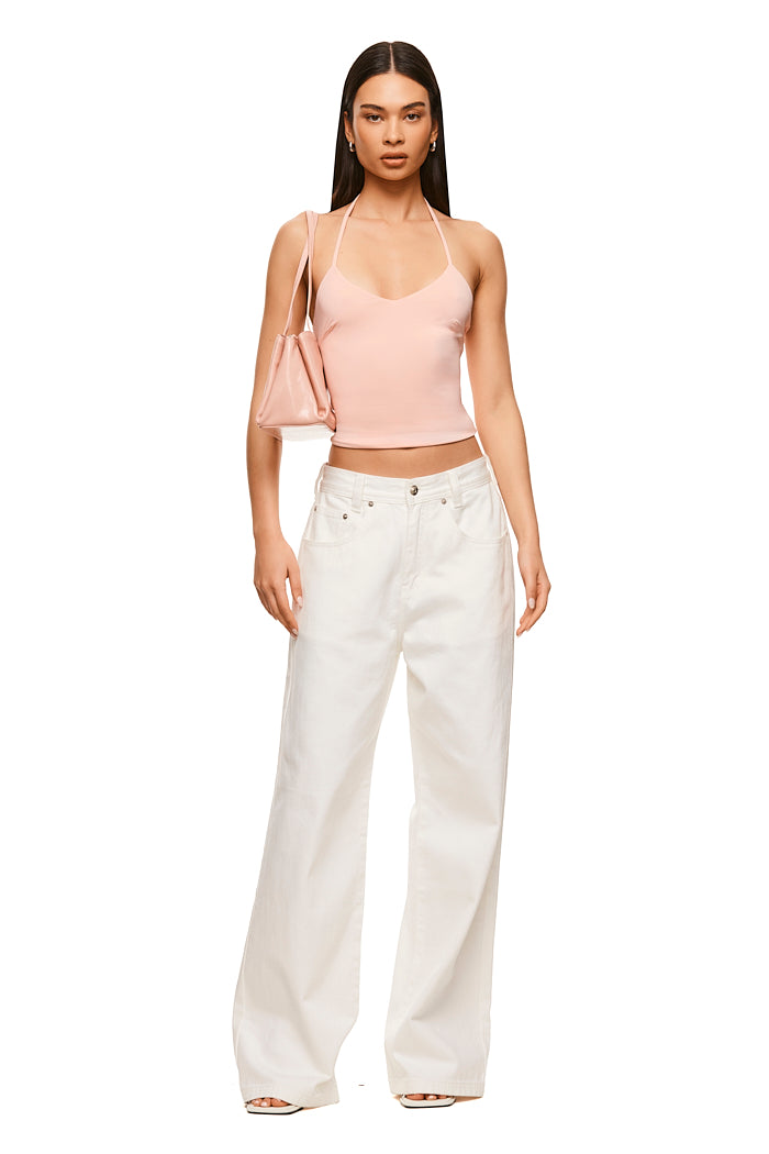 THE STEVIE PINK HALTER TOP | MODEL