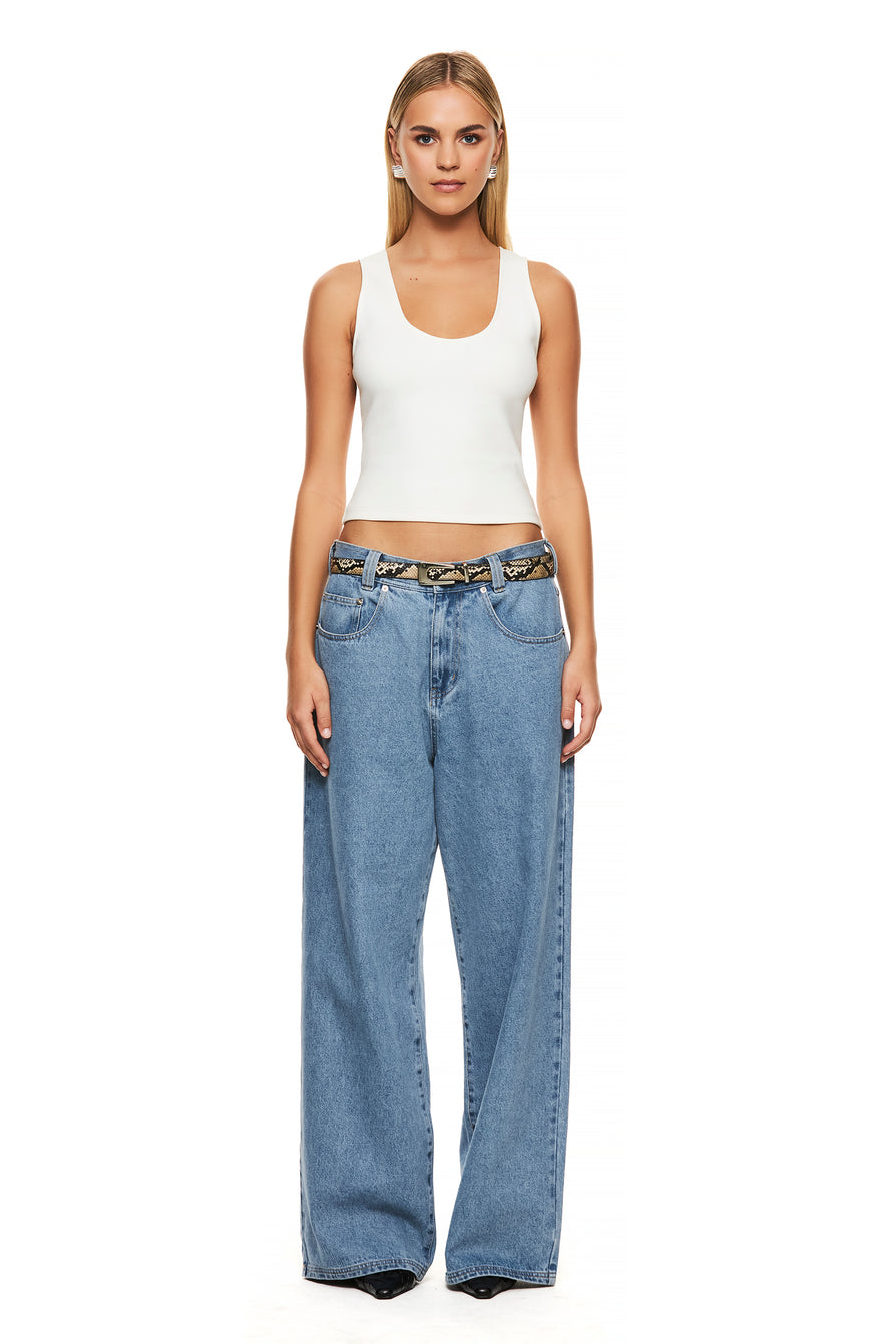 THE STASSIE SNAKE PRINT BELT | model