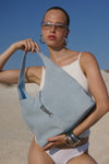 THE PIPER POWDER BLUE SUEDE BAG