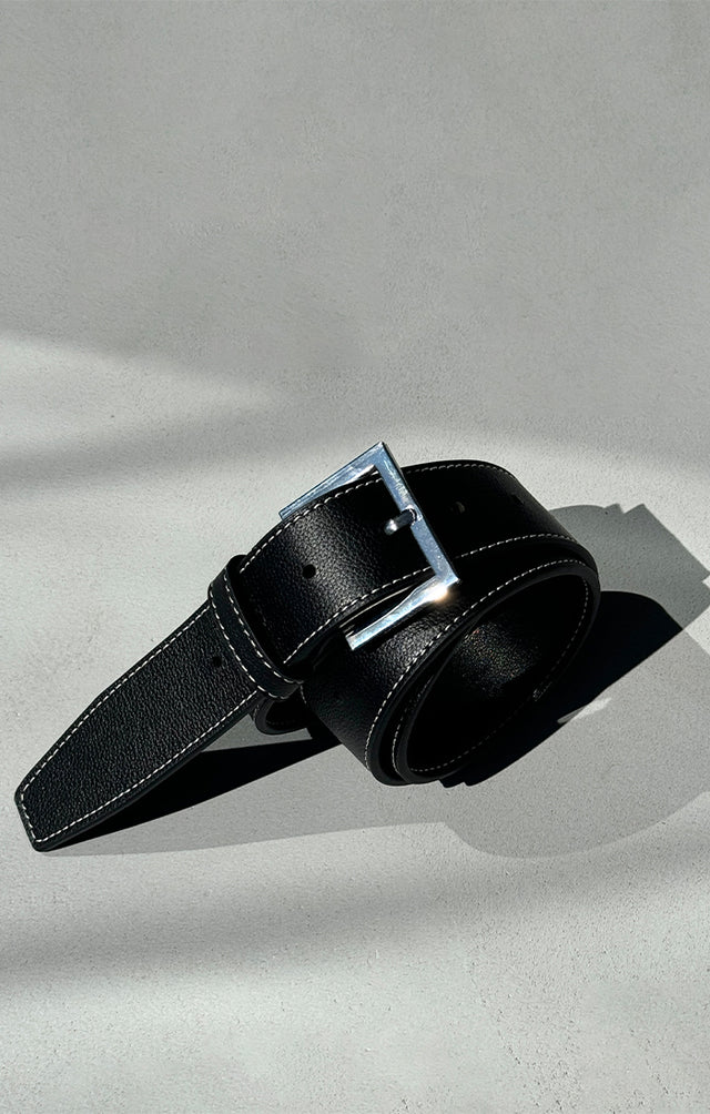 THE CARRIE BLACK TOPSTITCH BELT 