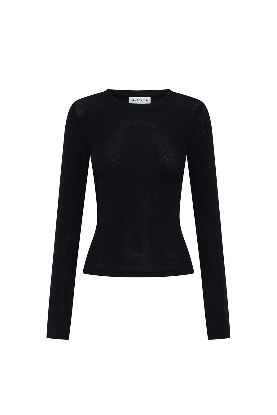 THE DOVE BLACK LONG-SLEEVE TOP | ghost