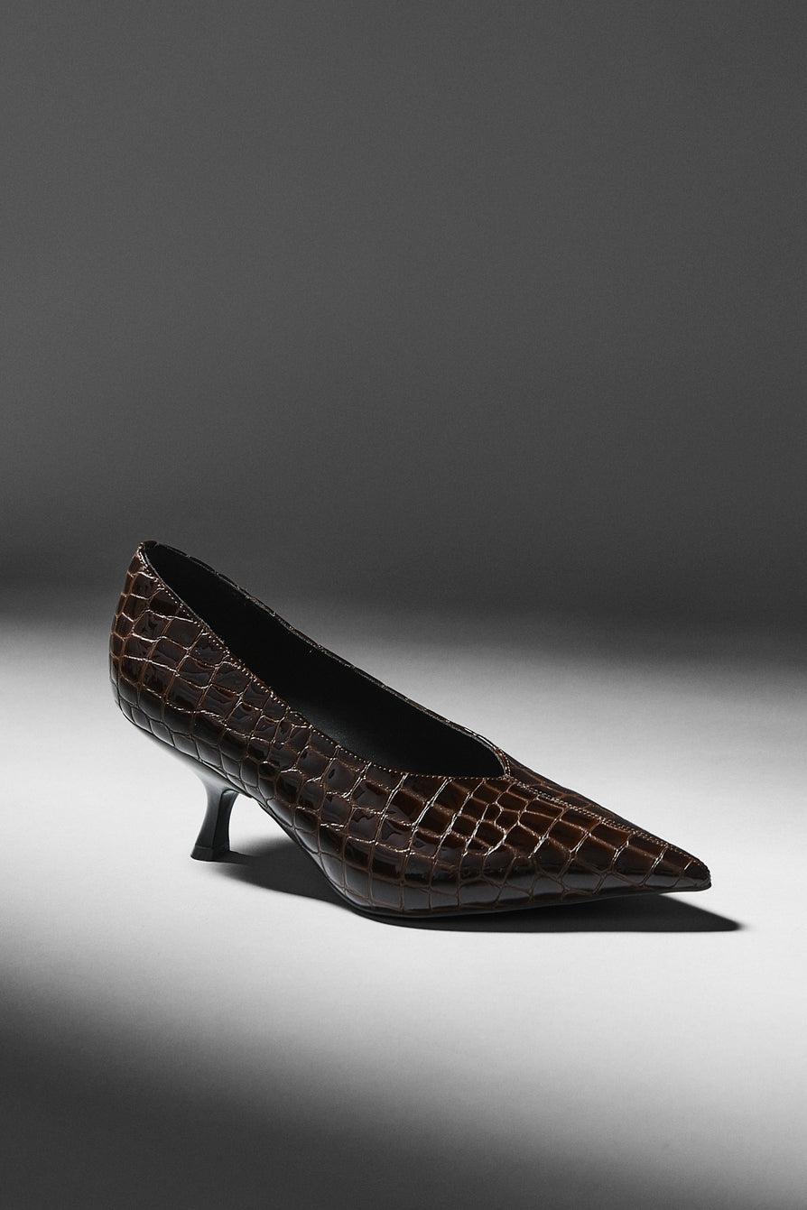 THE HILTON COFFEE CROC HEEL | LIFESTYLE
