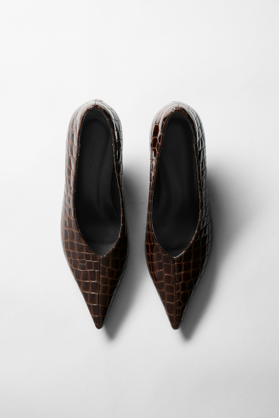 THE HILTON COFFEE CROC HEEL | LIFESTYLE