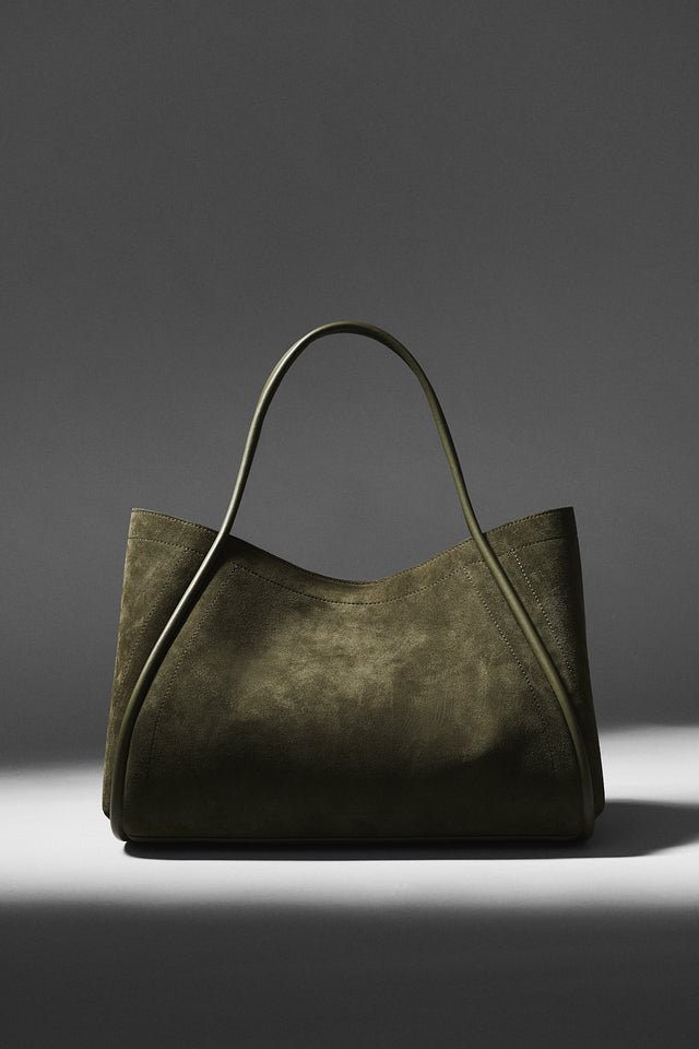THE NYLA KHAKI SUEDE BAG 