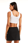 THE CAMPBELL BLACK PINSTRIPE SKORT | model
