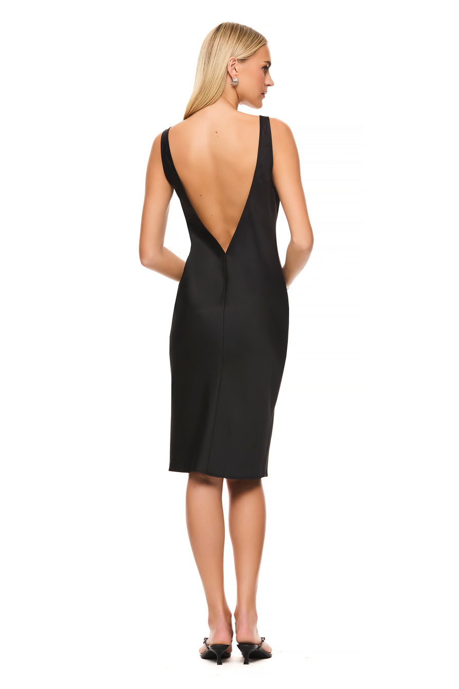 THE SAMMY BLACK SLIP DRESS | model