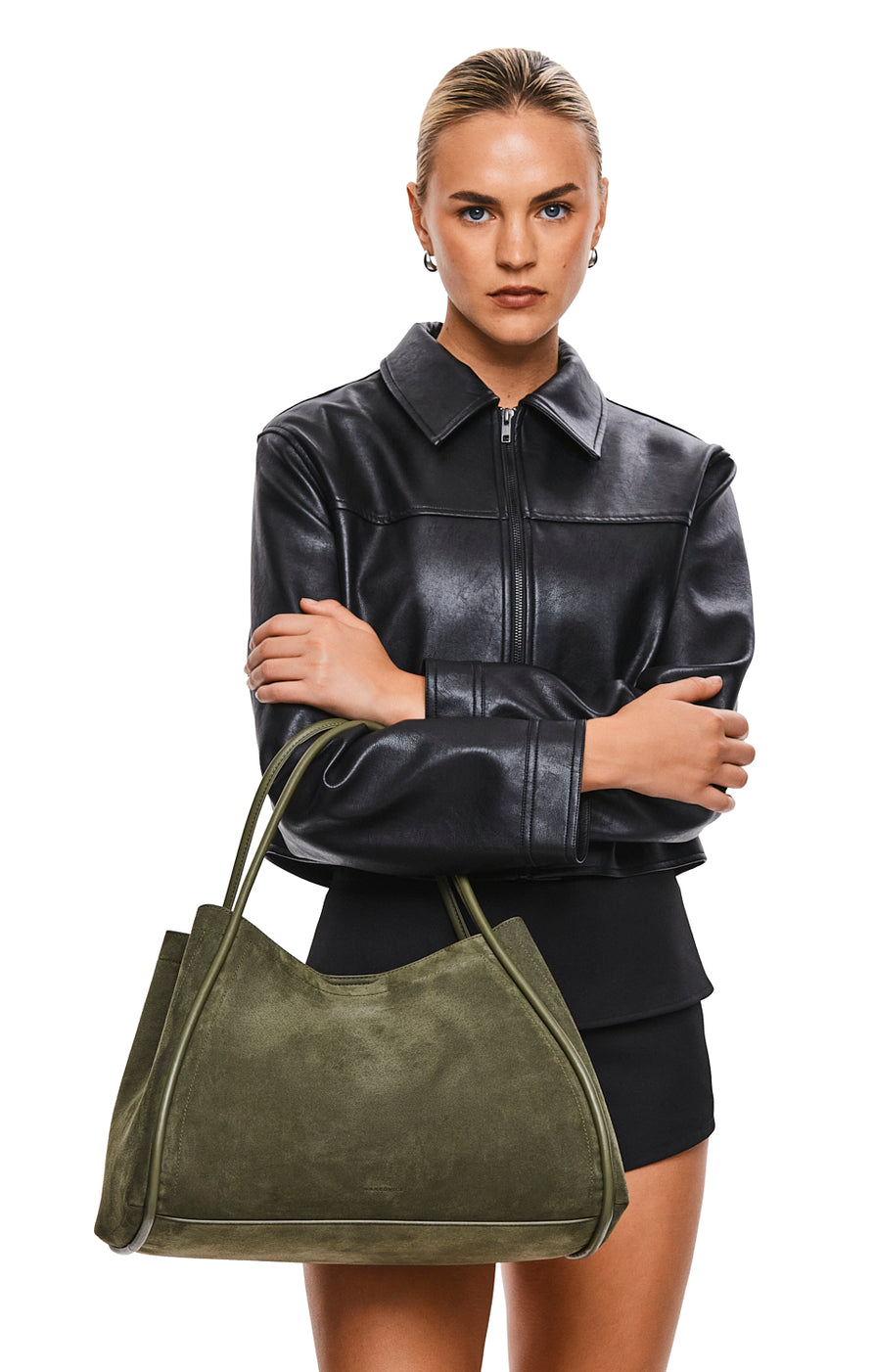 THE NYLA KHAKI SUEDE BAG | mod
