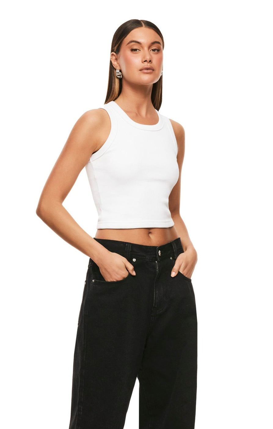 THE POLLY WHITE TANK TOP | model