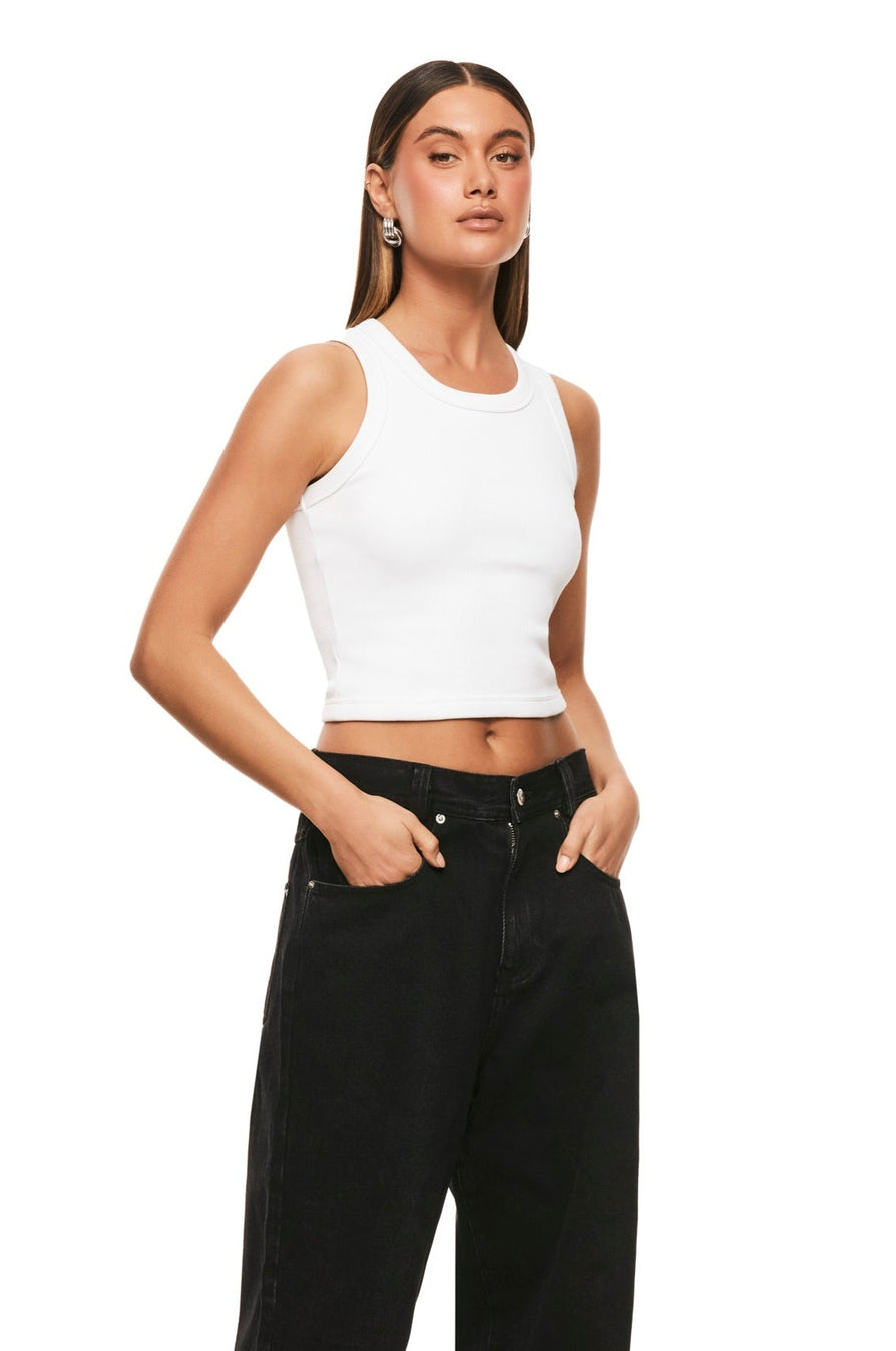 THE POLLY WHITE TANK TOP | model