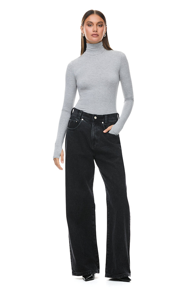 THE TULSA GREY MARLE TURTLENECK TOP 