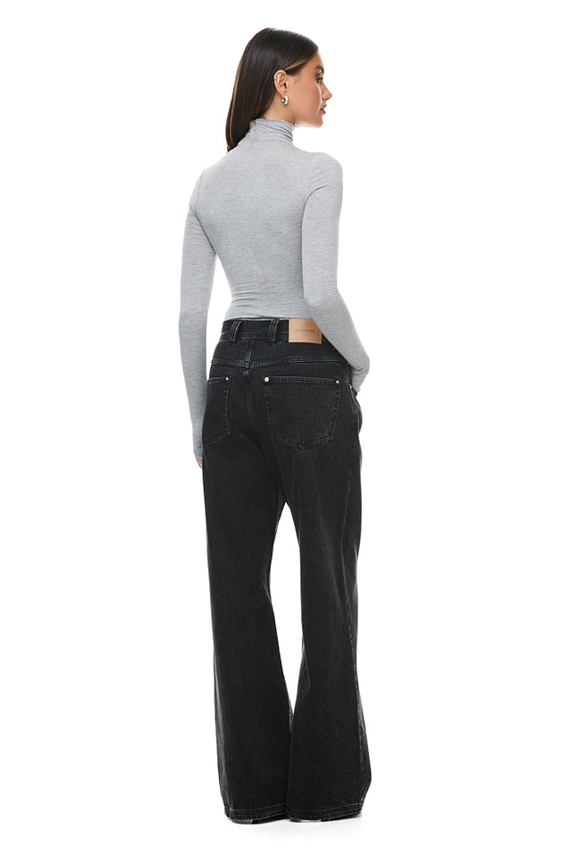 THE TULSA GREY MARLE TURTLENECK TOP 