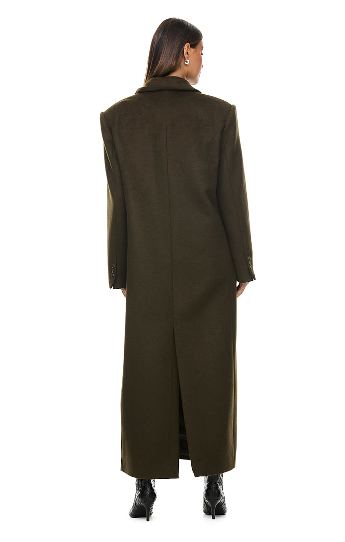 THE ISLA DEEP OLIVE COAT| model