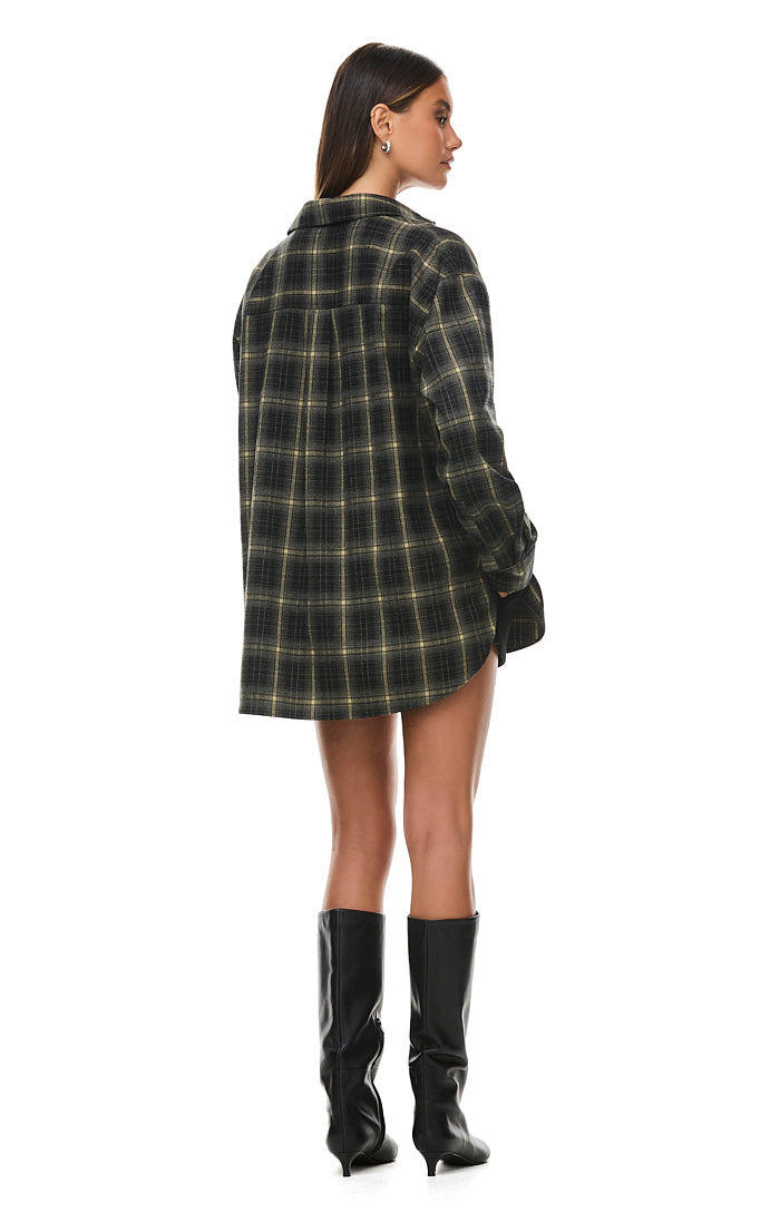 THE PAX OLIVE PLAID SHIRT | model