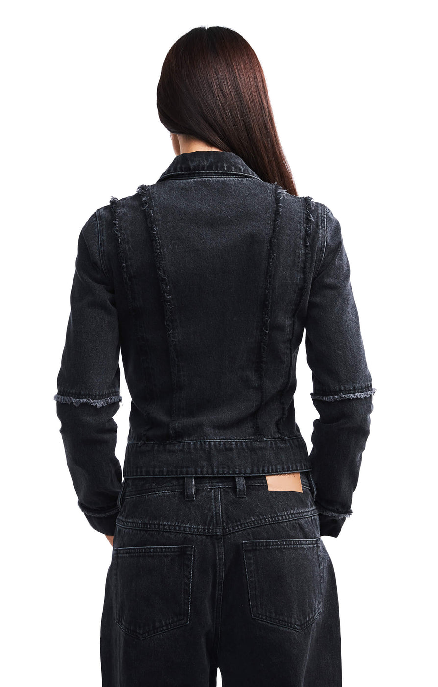 THE KINSEY JACKET BLACK DENIM | model