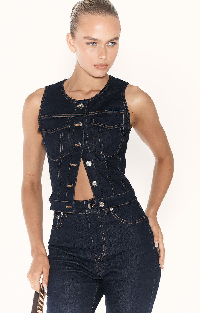 THE RINA DARK BLUE VEST | model