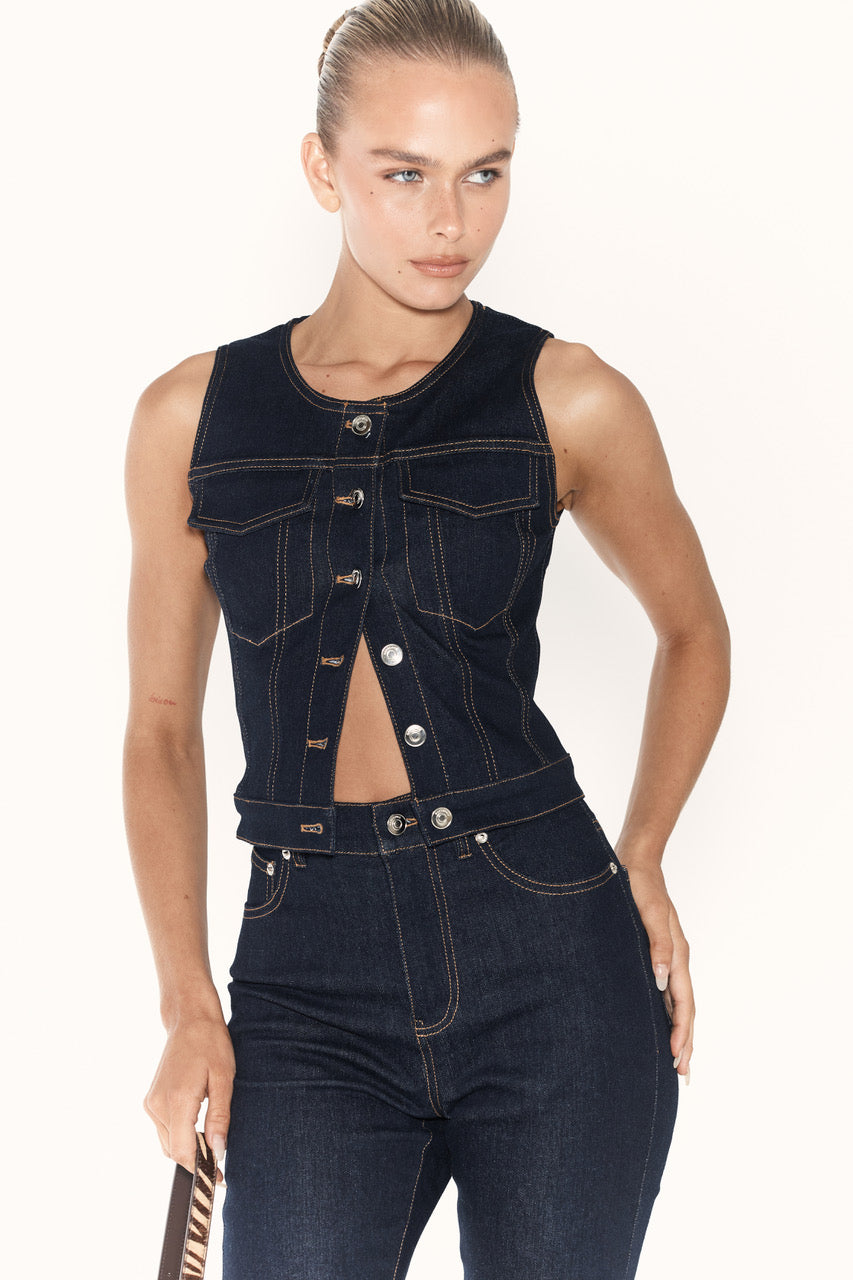 THE RINA DARK BLUE VEST | model