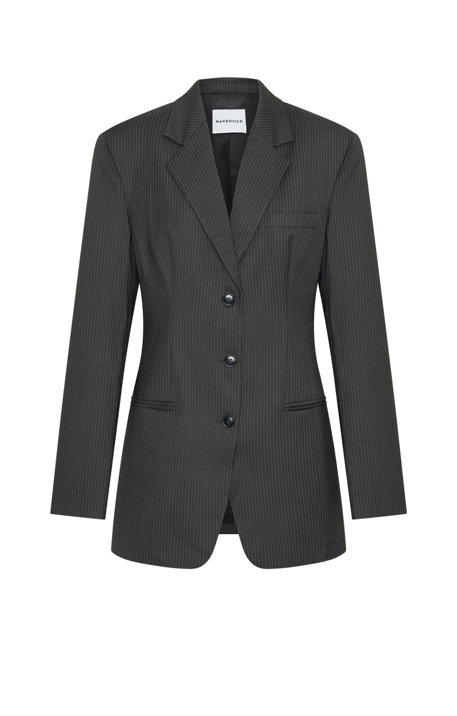 THE SAWYER GREY PINSTRIPE BLAZER