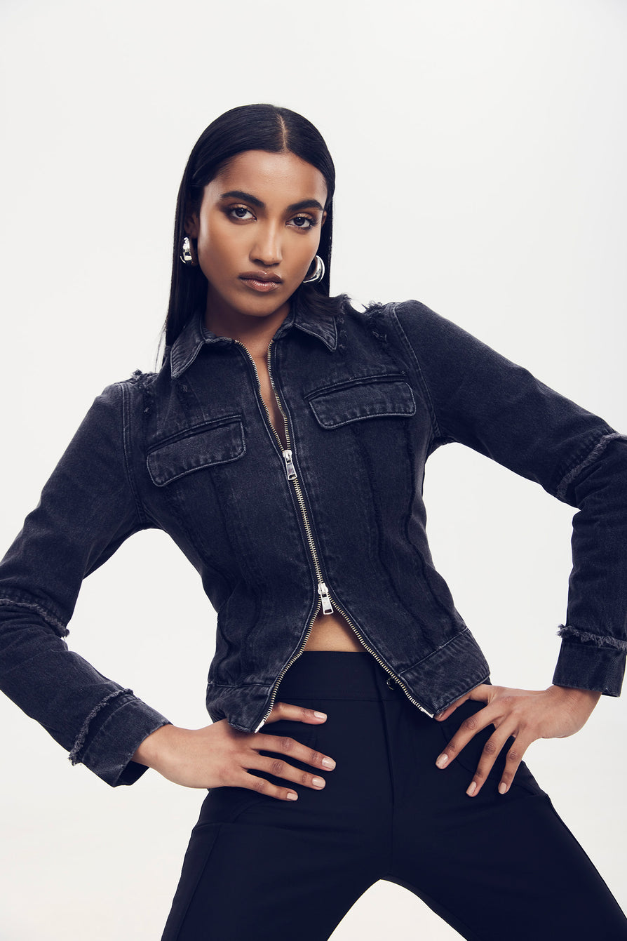 THE KINSEY JACKET BLACK DENIM | campaign