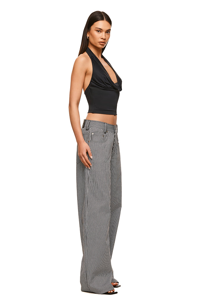 THE ABBY BLACK HALTER TOP | MODEL