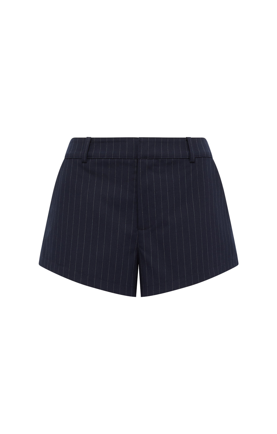 THE BECKETT NAVY PINSTRIPE SHORTS | GHOST