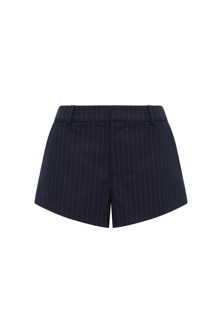 THE BECKETT NAVY PINSTRIPE SHORTS | GHOST