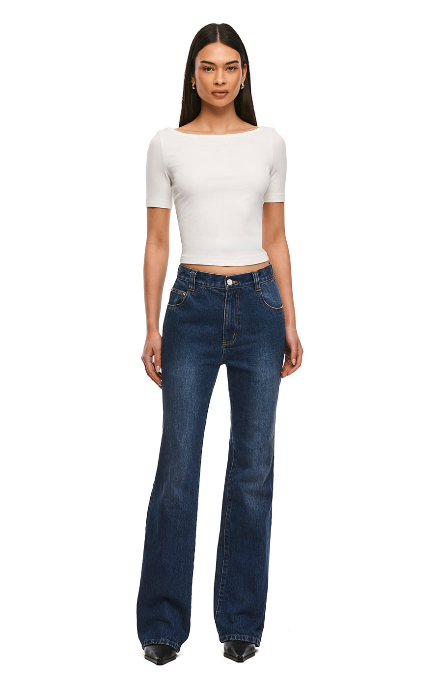 THE BRADY DARK BLUE BOOTCUT JEAN | MODEL