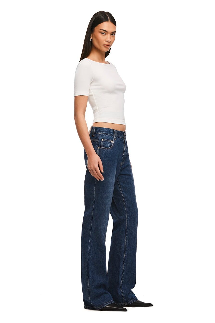 THE BRADY DARK BLUE BOOTCUT JEAN | MODEL