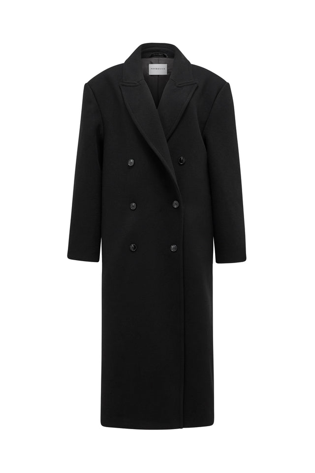 THE BOSTON OVERSIZED BLACK WOOL BLEND COAT 