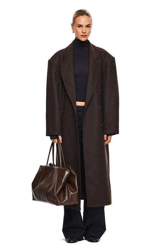 THE BOSTON BROWN OVERSIZED WOOL BLEND COAT