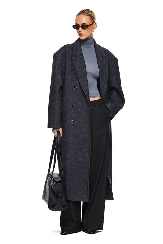 THE BOSTON GREY OVERSIZED WOOL BLEND COAT