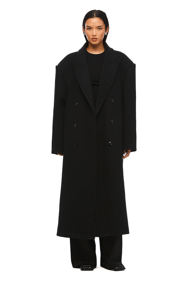 THE BOSTON OVERSIZED BLACK WOOL BLEND COAT 