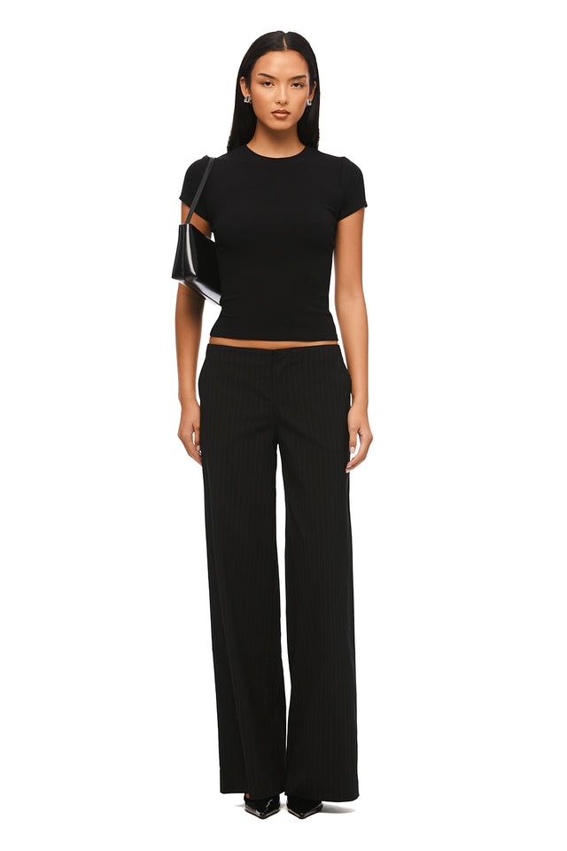 THE HARPER BLACK PINSTRIPE PANT 