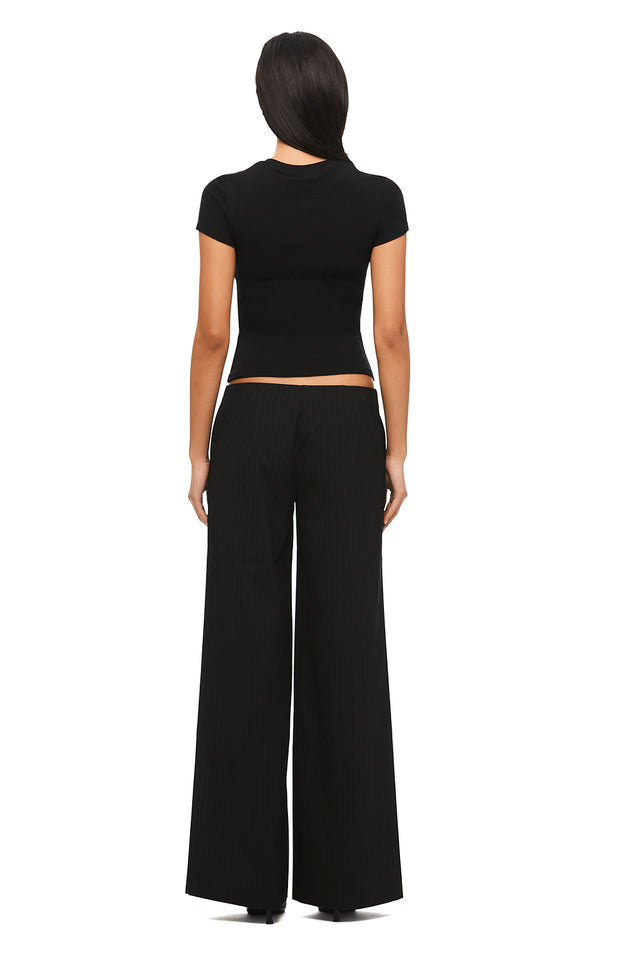 THE HARPER BLACK PINSTRIPE PANT 