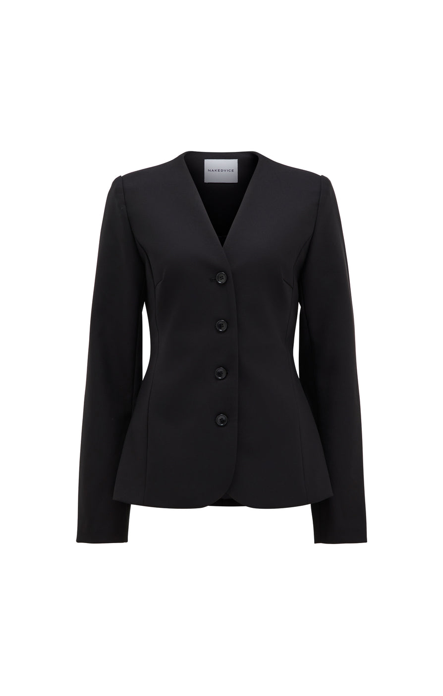 THE CELINE BLACK COLLARLESS BLAZER | ghost