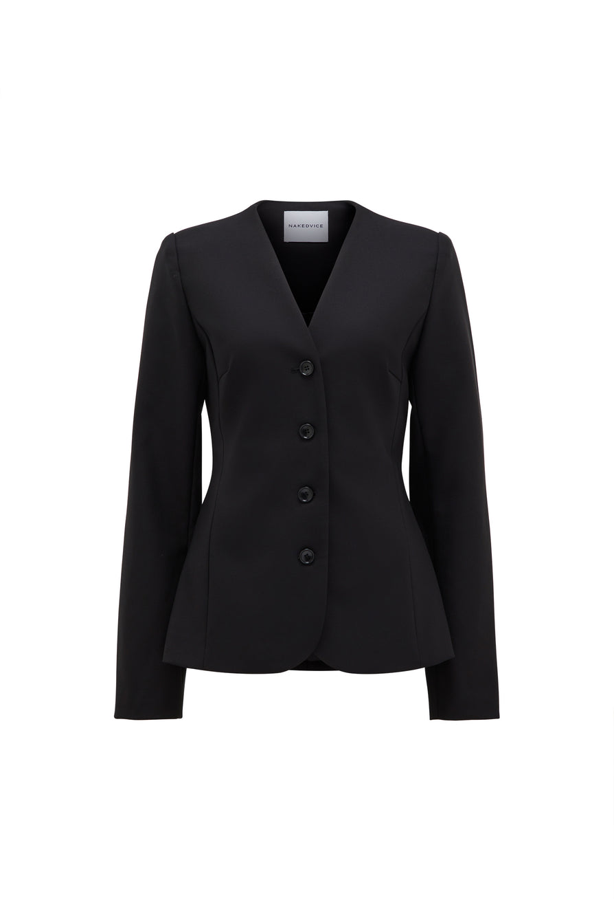 THE CELINE BLACK COLLARLESS BLAZER | ghost
