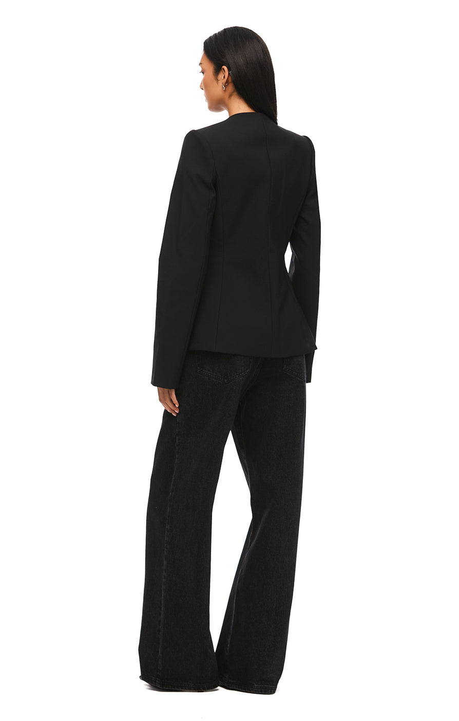 THE CELINE COLLARLESS BLAZER | model