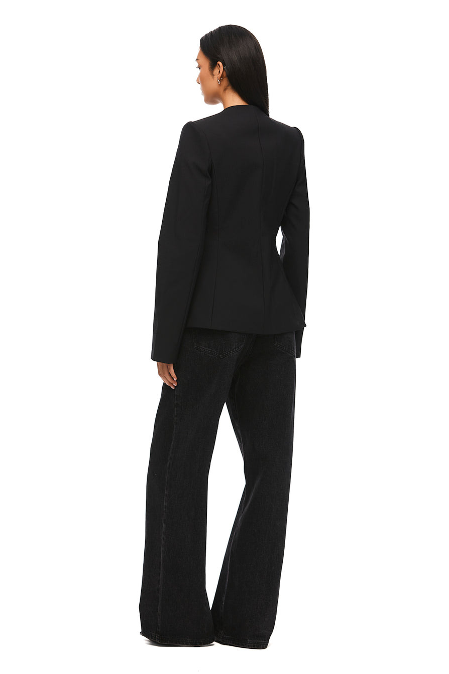 THE CELINE COLLARLESS BLAZER | model