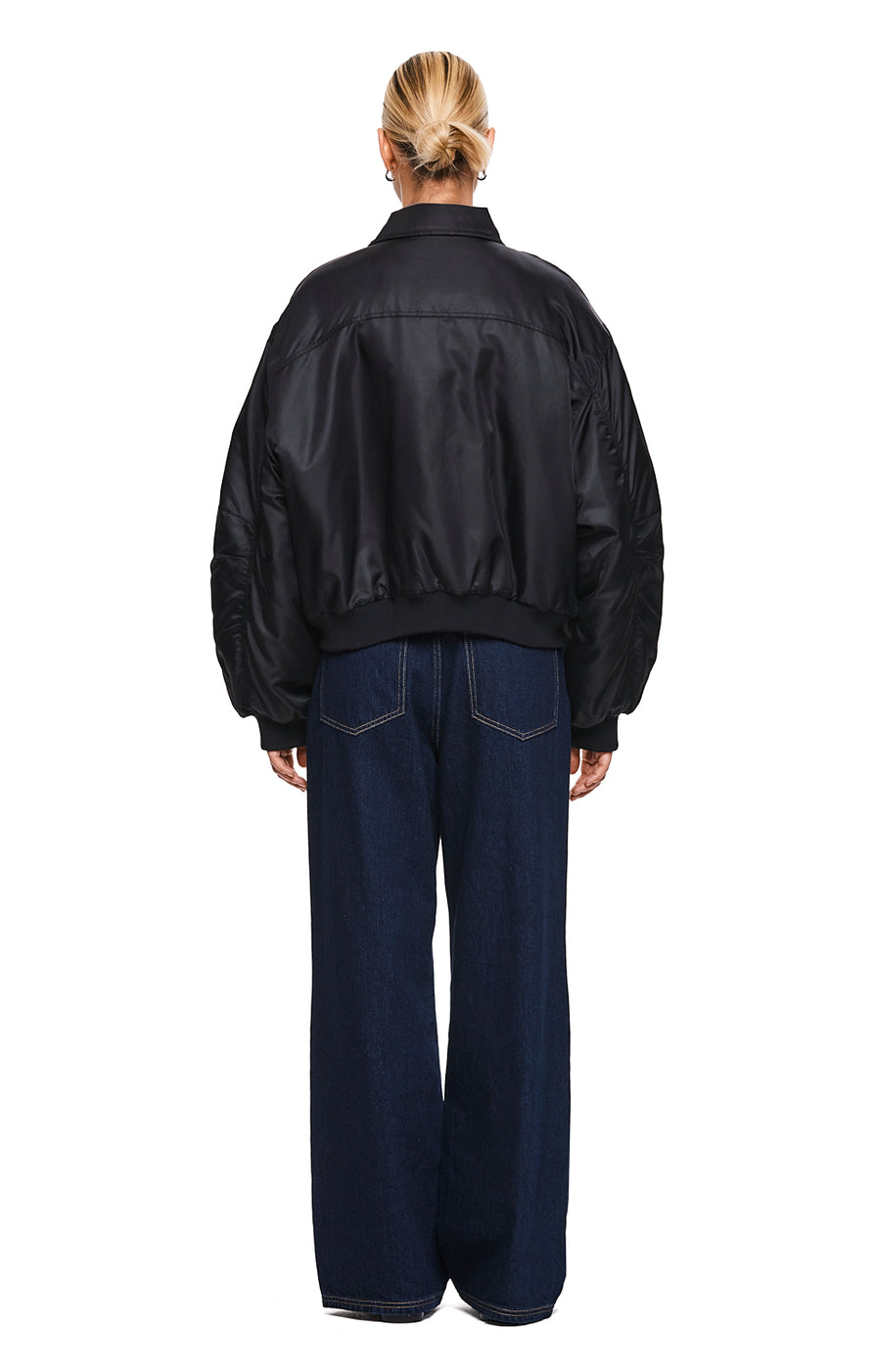 THE DAMON BLACK BOMBER JACKET | MODEL