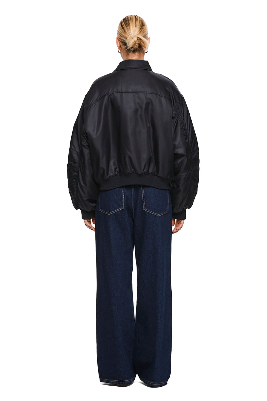THE DAMON BLACK BOMBER JACKET | MODEL