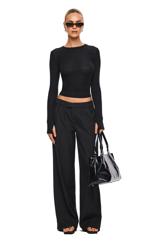 THE DOVE BLACK LONG-SLEEVE TOP