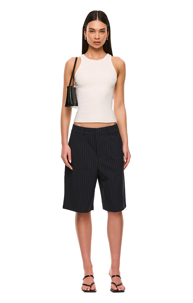 THE XANDER NAVY PINSTRIPE SHORT 