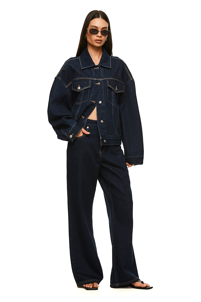 THE MAXWELL DARK INDIGO JACKET | model