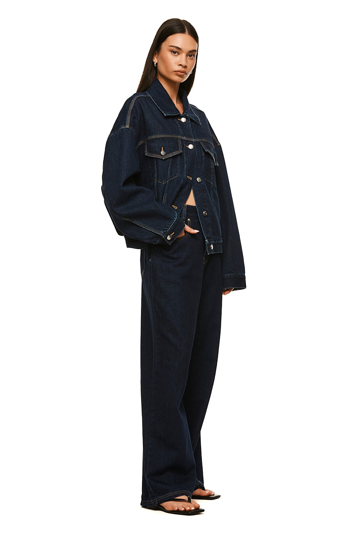 THE MAXWELL DARK INDIGO JACKET | model