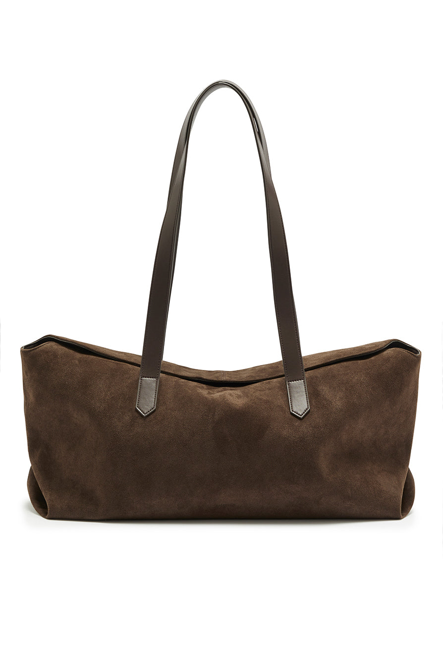 THE POPPY COFFEE SUEDE TOTE | GHOST