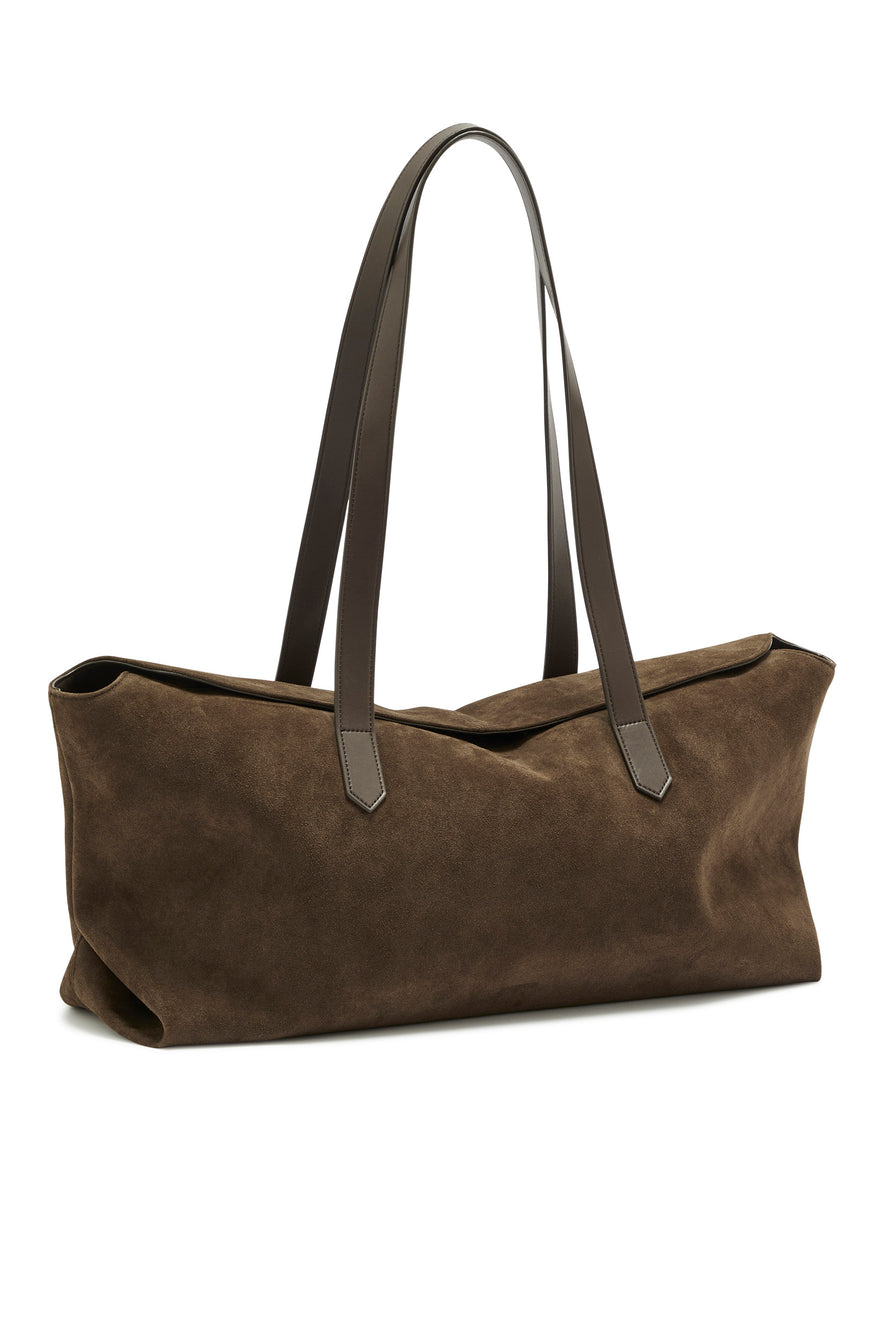 THE POPPY COFFEE SUEDE TOTE | GHOST