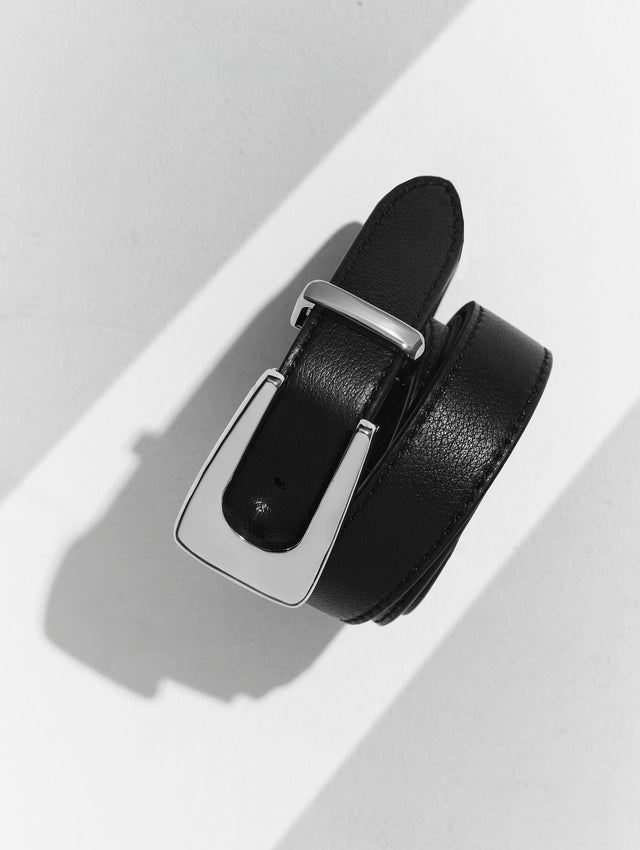 THE STASSIE BLACK SILVER BELT